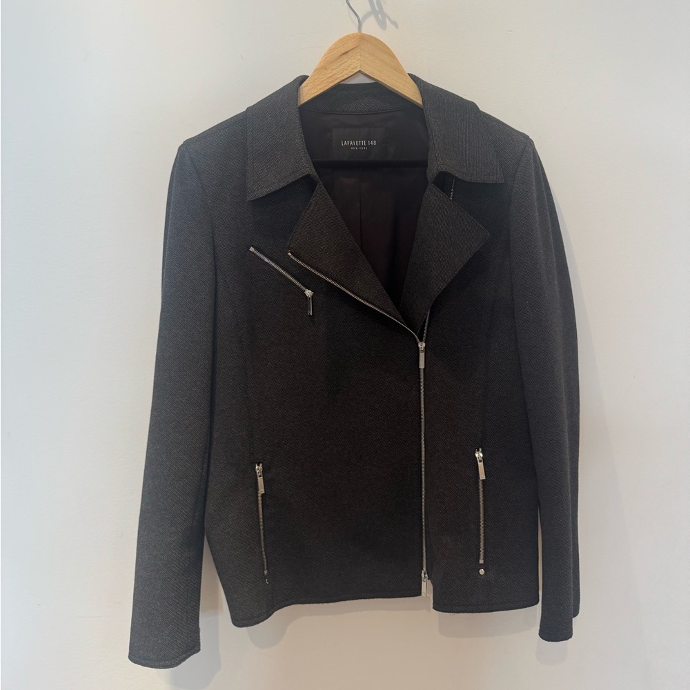 Lafayette 148 New York 
zippered black/grey jacket. 
Size 10.